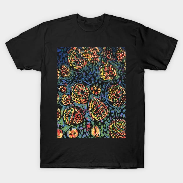 Pescado reef. from an Original reduction Linocut by Geoff Hargraves T-Shirt by gjhargraves